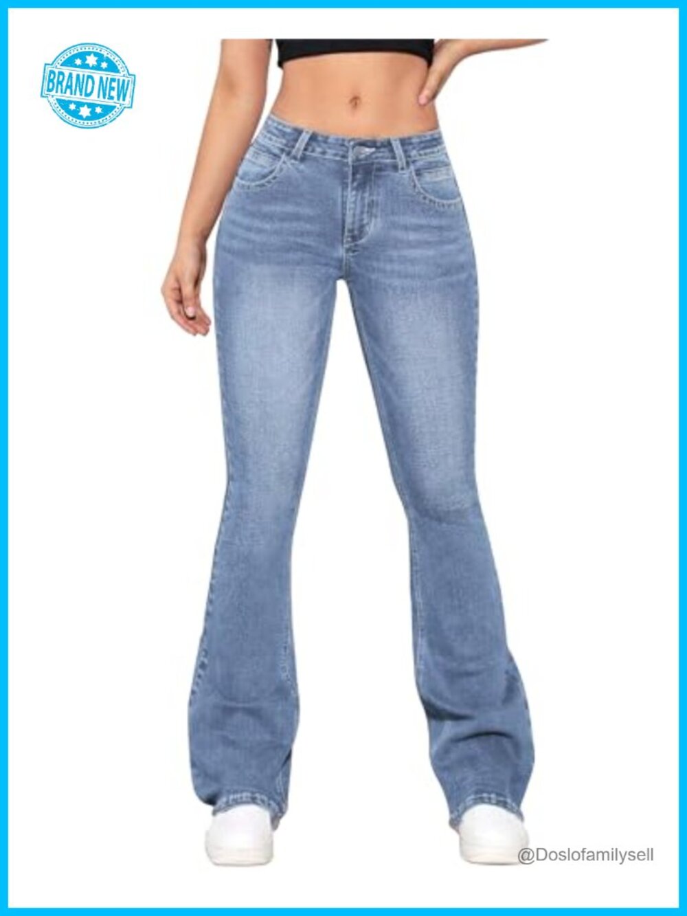 Women's Low Waisted Flare Jeans Stretchy Bootcut Denim Pants